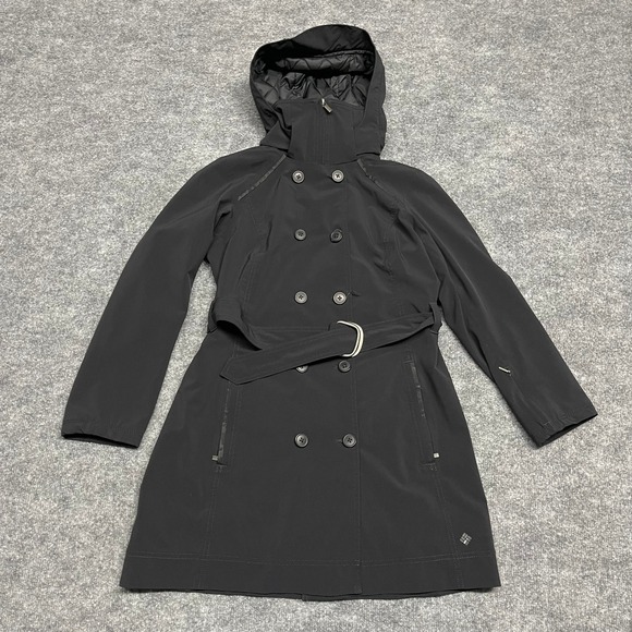 Columbia Jackets & Blazers - Columbia Coat Womens Medium Black Omni-Heat Trench Double Breasted Belted Hooded